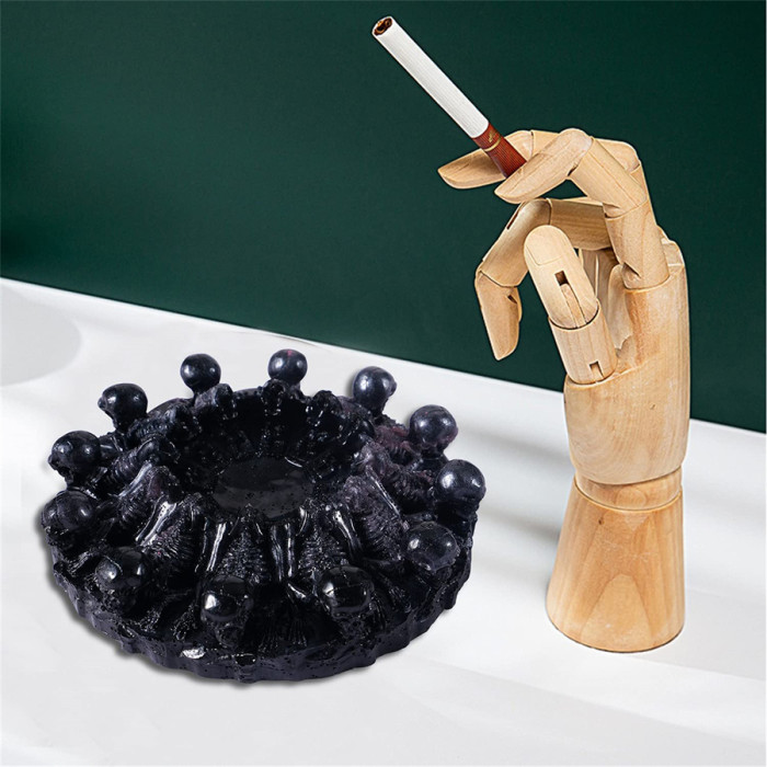 Skull Ashtray Resin Mold Skull Silicone Skeletons Jewelry Storage Round Box Mold for DIY Epoxy Resin Halloween Candlestick Home Decoration