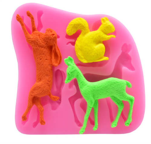 Animal silicone mold cake decoration tool rabbit squirrel giraffe Chocolate Candy Mold