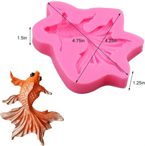 Goldfish Fondant Silicone Mold - 3D Realistic Shaped Carp Fish Sugar Craft Silicone Mold for Cake/Cupcake Decorating, Gum Paste, Polymer Clay, Soap