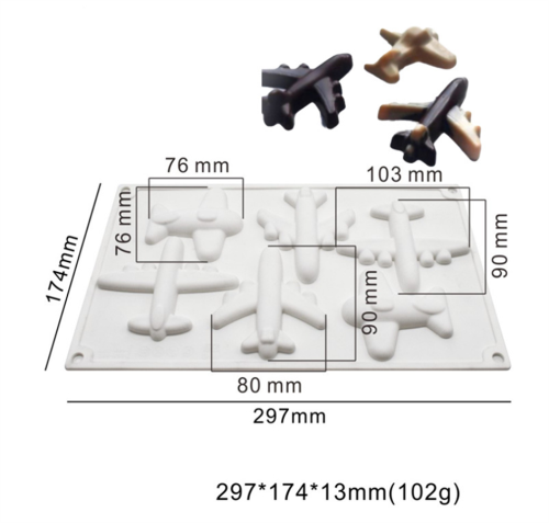 3D Airplane Silicone Mold, Airplane Fondant Chocolate Mousse Mold for DIY Sugarcraft Cake Chocolate Decorating