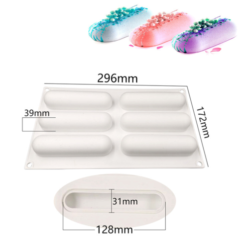 Silicone Molds for Mousse Cake- Long Strip Silicone Mold 3D Chocolate Molds Shape for Pastry Truffle Pudding Jelly Chocolate Ice Cube Mold 6-Cavity