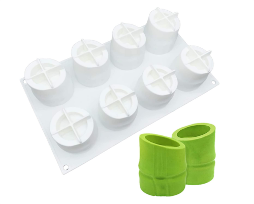 8-Cavity 3D Bamboo Silicone Cake Mold Mousse Cake Baking Mold Plaster Soap Candle Mold Kitchen Bakeware Tools