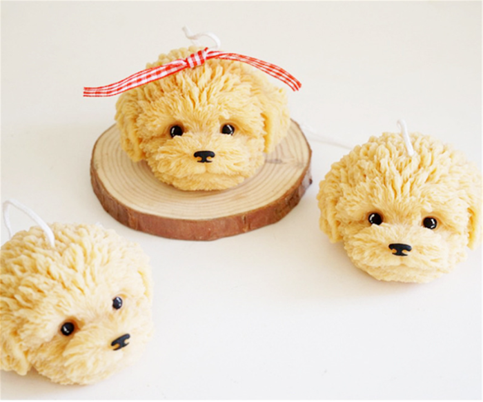 Teddy Dog Head Shape Candle Molds Aromatherapy Making Silicone Animal Mold Plaster Molding Mousse Cake Wax Soap Pastry Candy Chocolate Fondant Mould Handmade Crafts DIY Gifts Home Decor