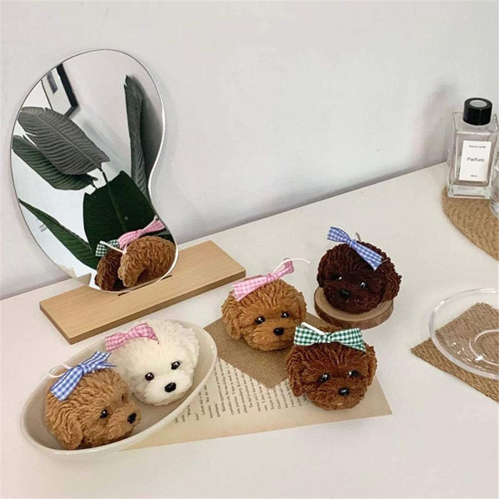Teddy Dog Head Shape Candle Molds Aromatherapy Making Silicone Animal Mold Plaster Molding Mousse Cake Wax Soap Pastry Candy Chocolate Fondant Mould Handmade Crafts DIY Gifts Home Decor