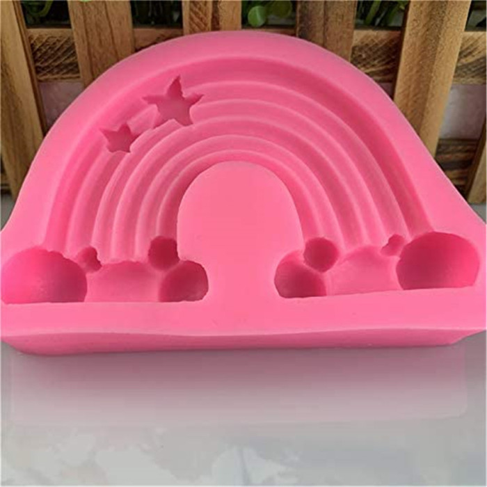 Large Size Rainbow Cake Fondant Mold, Rainbow Silicone Mold for Chocolate Gum Paste Sugar Craft Cake Topper Decoration Polymer Clay Epoxy Resin Baby Shower Party Supplies
