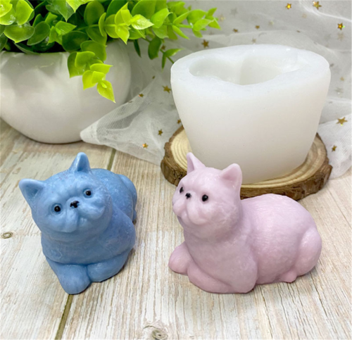 Short English kitten plaster silica gel mold three-dimensional candle expansion stone aromatherapy model DIY chocolate, cake