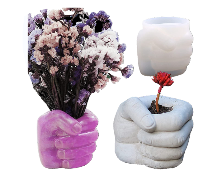 Fist Shape Silicone Mold for Concrete Flower Pots, Creative Jewelry Pen Holder Container Mold for Resin Casting Plaster Clay, Homemade Succulent Plant Pot Craft Home Decor