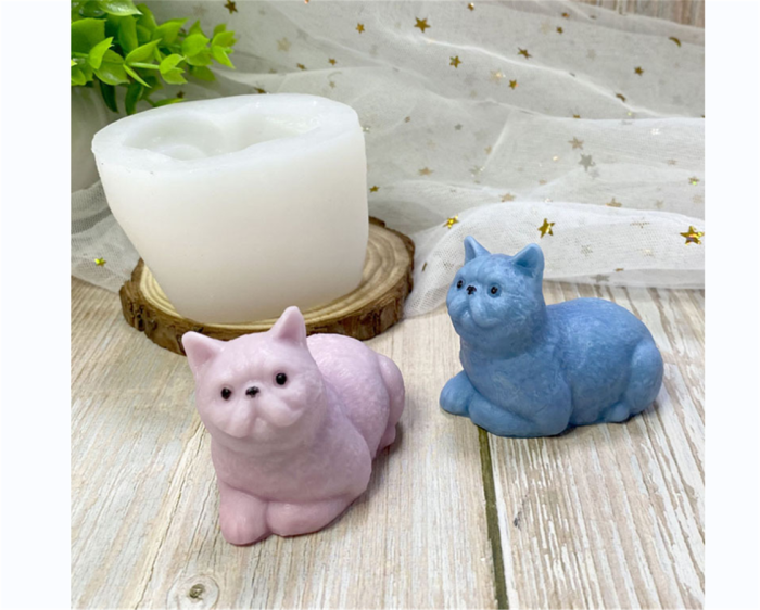 Short English kitten plaster silica gel mold three-dimensional candle expansion stone aromatherapy model DIY chocolate, cake