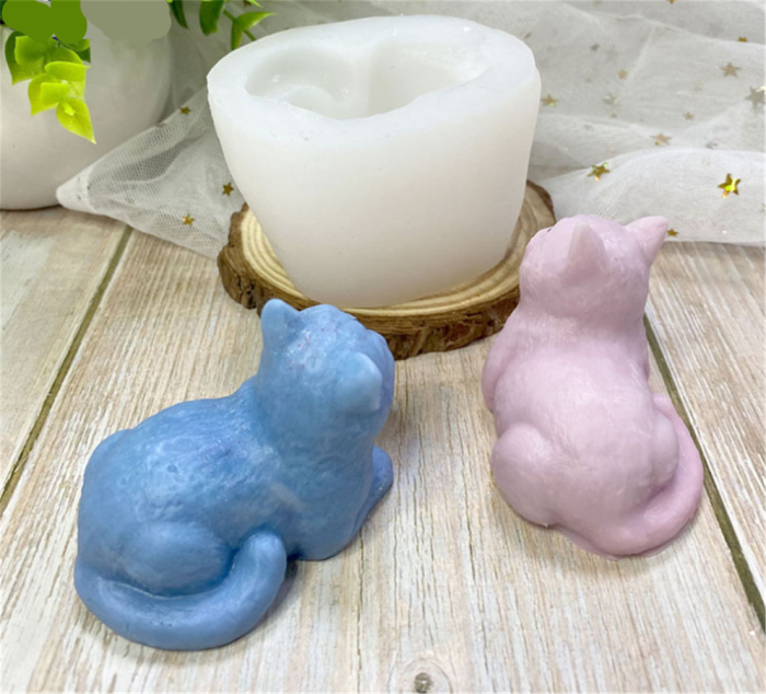 Short English kitten plaster silica gel mold three-dimensional candle expansion stone aromatherapy model DIY chocolate, cake