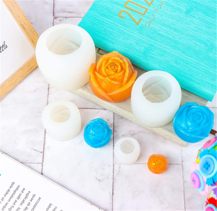 3D Rose Flower Silicone Molds Rose Shaped Candle Molds for DIY Handicrafts Making Cake Decoration Candle Crafts