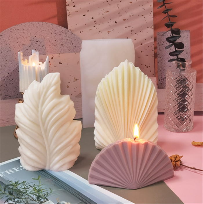 Candle Molds Silicone Soap Making Moulds DIY Handmade Candle Moulds 3D Large Coral Leaf Shell Shape Candle Moulds for Home Bathroom Decor