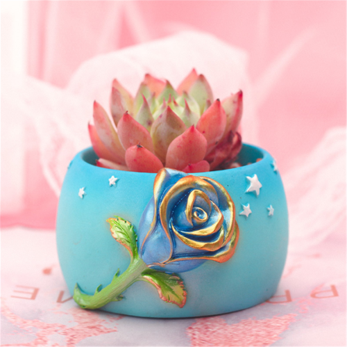 Flower Pot Concrete Cement Mold for Succulent Plants Rose Shape Plaster Storage Box Silicone Molds