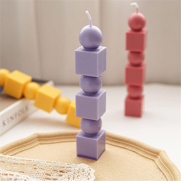 Geometric Columnar Candle Mould 3D Cylindrical Square Layered Handmade soap Mould Handmade Gift