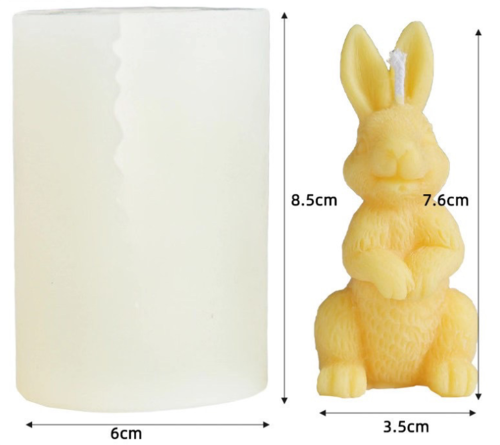 Rabbit Silicone Mold, 3D Easter Bunny Soap Mold, Rabbit-Shape Candle Mould, Cute Bunnys Soaps Molds, Animal Rabbits Cake Baking Moulds, Edge Cut Mould for Resin Clay Jelly Ice Pudding Chocolate