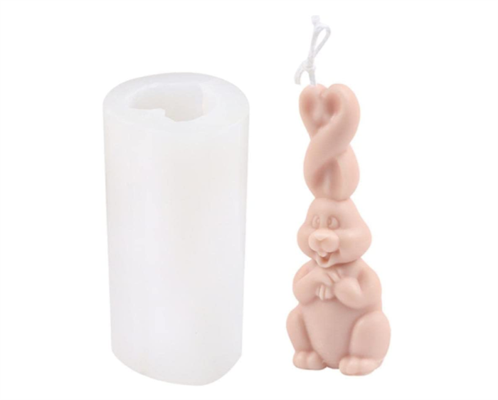 Candle Molds Rabbit Shaped Craft Art Silicone Mold for Making Candle Handmade Soap Desktop Ornaments Silicone molds for Chocolate Baking Christmas soap Resin Casting Candles