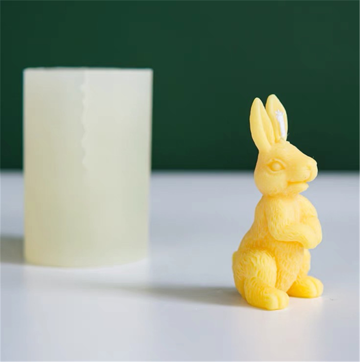 Rabbit Silicone Mold, 3D Easter Bunny Soap Mold, Rabbit-Shape Candle Mould, Cute Bunnys Soaps Molds, Animal Rabbits Cake Baking Moulds, Edge Cut Mould for Resin Clay Jelly Ice Pudding Chocolate