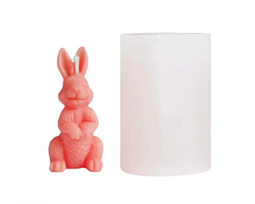 Rabbit Silicone Mold, 3D Easter Bunny Soap Mold, Rabbit-Shape Candle Mould, Cute Bunnys Soaps Molds, Animal Rabbits Cake Baking Moulds, Edge Cut Mould for Resin Clay Jelly Ice Pudding Chocolate