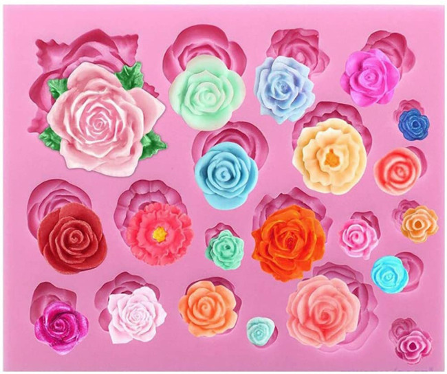 Roses Flower Silicone Mold, Mini Rose Silicone Cake Cupcake mold, Flower Shape Fondant Mold for Chocolate, Polymer Clay, Crafting Projects & Cake Decoration