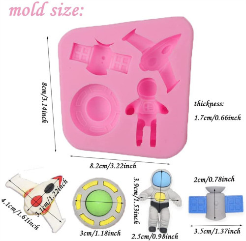 Silicone Molds Space Series for Fondant,Astronaut Satellite UFO Airplane Shaped Silicone Molds,Outer Space Theme Baking Tool Kit for Cake Decorating,DIY Chocolate,Cupcake Topper,Handmade Candy
