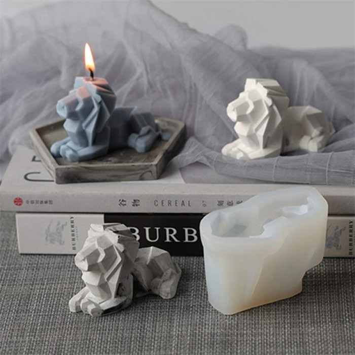 3D Geometric Lion Stencil Candle Mold Silicone Molds for Aromatherapy Candle Making DIY Handmade Soap Mold Plaster Mold Resin Mold