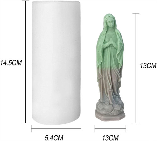 3D Virgin Mary Candle Mould, Virgin Mary Aromatherapy Gypsum Silicone Candle Making Molds, Goddess Sculpture Mold for Candle Craft, DIY Art Wax Mold for Home Decoration