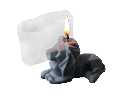3D Geometric Lion Stencil Candle Mold Silicone Molds for Aromatherapy Candle Making DIY Handmade Soap Mold Plaster Mold Resin Mold