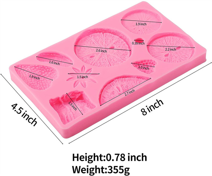 Fruit Silicone Fondant Mold Strawberry Lemon Kiwi Fruit Tangerine Slice Blueberry Raspberry Silicone Chocolate Candy Mold Cake Decorating Tool Polymer Clay Epoxy Resin Mold