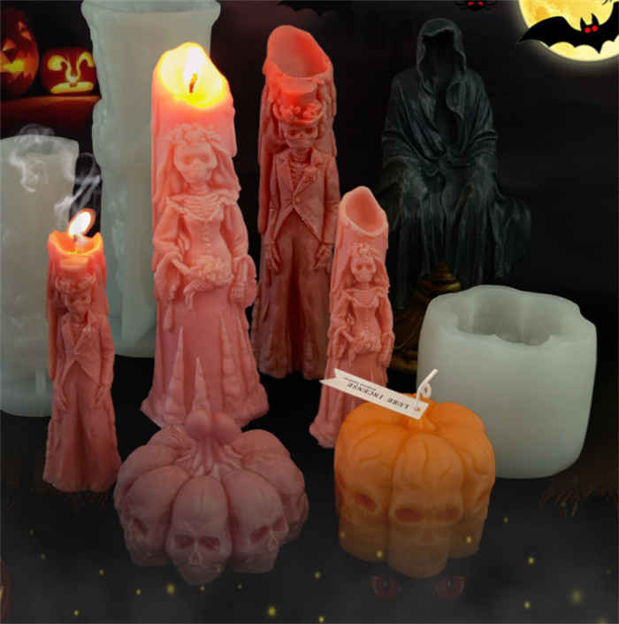 Halloween Pumpkin mold funny skull face pumpkin handmade Candle Mold pumpkin epoxy silicone      Mold chocolate candy cake decoration mold autumn harvest Halloween Thanksgiving party