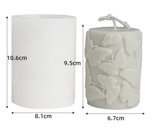 3D Candle Molds for Candle Making DIY Silicone Cylindrical Pillar Butterfly Candle Mould DIY Homemade Soap Molds Scented Candle Plaster Clay Moulds Flowers and Butterflies Design