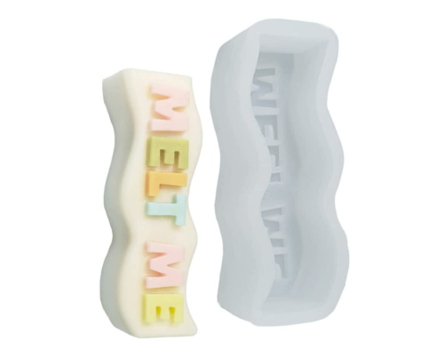 Wave Alphabet Letter Pillar Silicone Resin Mold Candles Molds, Letter Candle Chocolate Mold for Resin Pendant Plaster Carving Making Aromatherapy White Elephant Gifts (MELT ME)