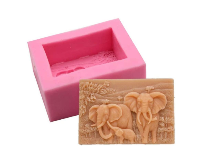 Elephant Family Soap Mold Silicone Mold Handmade Bar Art Craft DIY Soap Making Lotion Bar Mould for Baby Shower