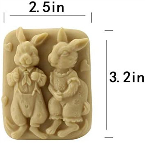 Silicone Molds Rabbit Lovers, Animals Shape Craft Art Silicone Soap Mold, Two Easter Bunnies Craft Molds DIY Handmade Soap Molds