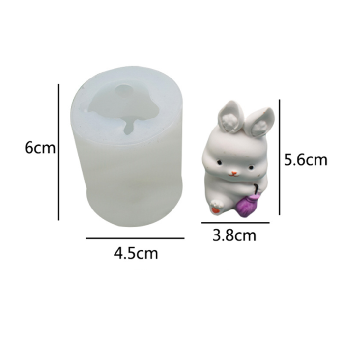Lovely rabbit cake chocolate decoration mold, Hand Soap Candle gypsum ornament, liquid silica gel mold, sugar turning silica gel mold, mousse chocolate ice cream mold