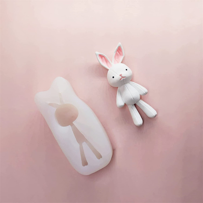 3D Rabbit Silicone Soap Mold Easter Day Bunny Shape Fondant Cake Decorating Mould, DIY Baking Moulds Bunny Cake Chocolate Mold for Easter Handmade Soap Pastry Cake Dessert Decoration