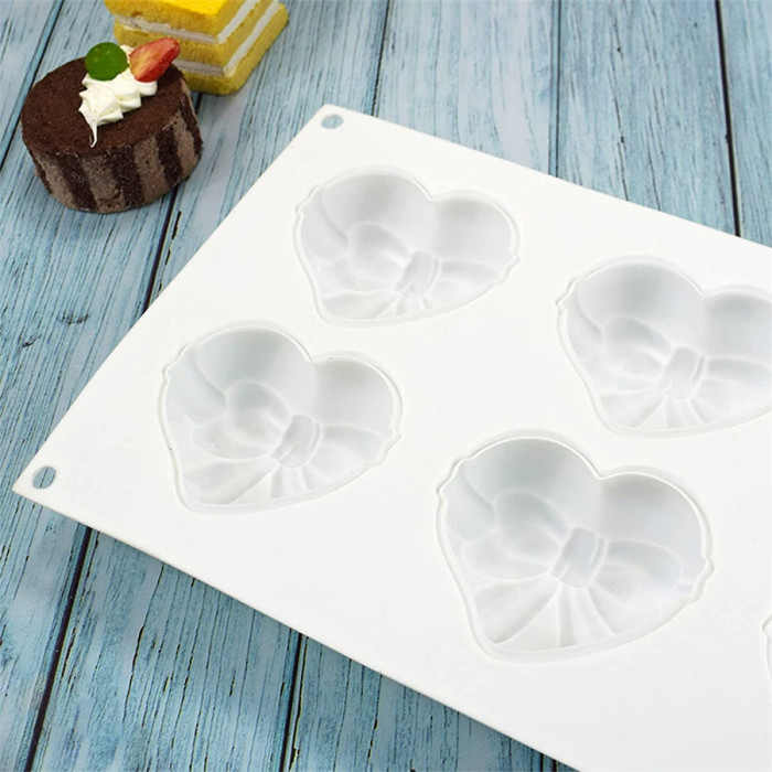 Heart Silicone Molds Chocolate Molds DIY Bow-Knot Twisted Love Heart Cake Molds Heart Candles Mold Soap Making Mold Valentine's Day Decoration Wedding Supplies Baking Tools