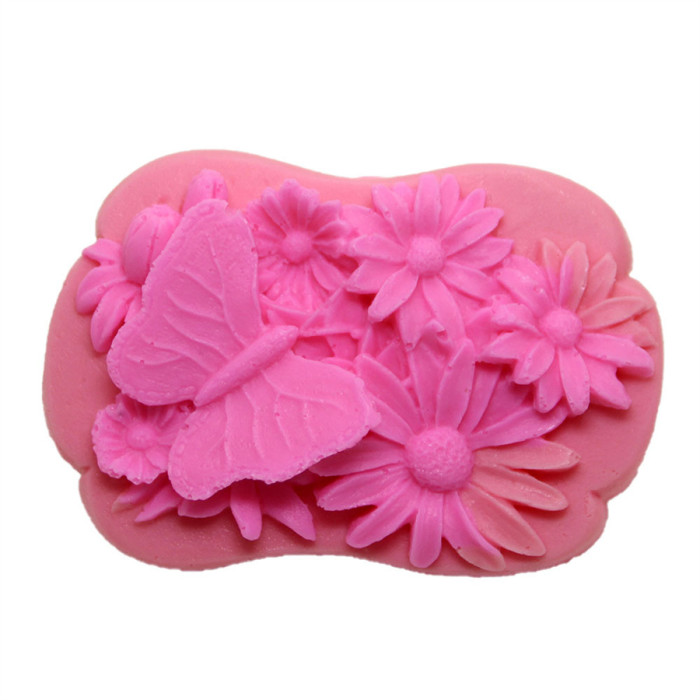 Silicone Soap Bar Mold DIY Homemade Vehicle Ornament Candle Resin Mold Butterfly Flower