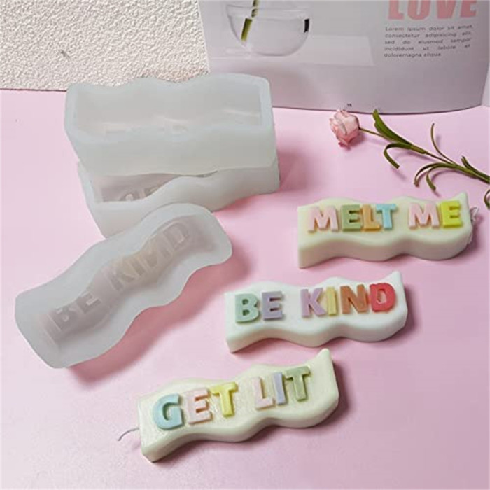 Wave Alphabet Letter Pillar Silicone Resin Mold Candles Molds, Letter Candle Chocolate Mold for Resin Pendant Plaster Carving Making Aromatherapy White Elephant Gifts (GET LIT)