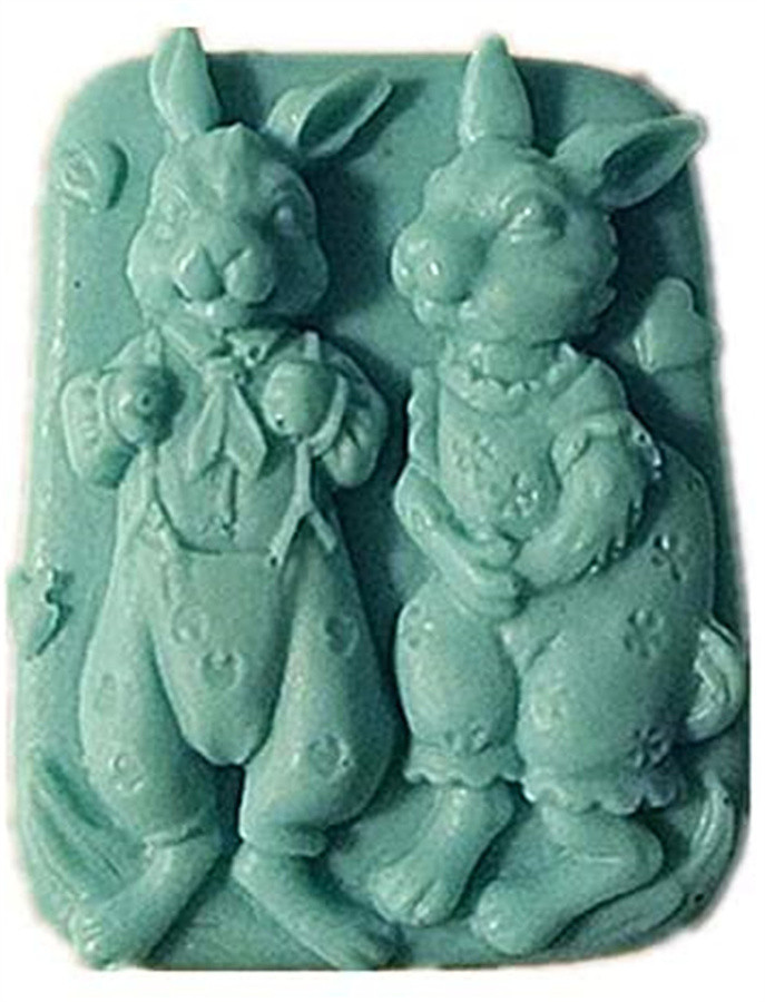 Silicone Molds Rabbit Lovers, Animals Shape Craft Art Silicone Soap Mold, Two Easter Bunnies Craft Molds DIY Handmade Soap Molds