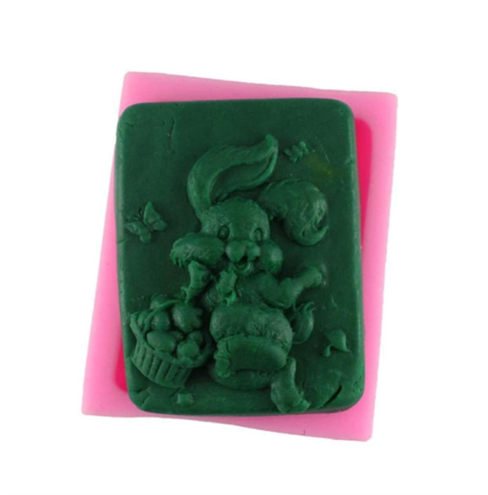 Easter Silicone Mold Bunny Egg Cake Chocolate Mold Handmade Soap Ice Tray Fondant Cake Rabbit Shape Cake Baking Mold Non-Stick Silicone Mold for Cute Cookie Baking Mould DIY Tool