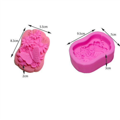 Silicone Soap Bar Mold DIY Homemade Vehicle Ornament Candle Resin Mold Butterfly Flower