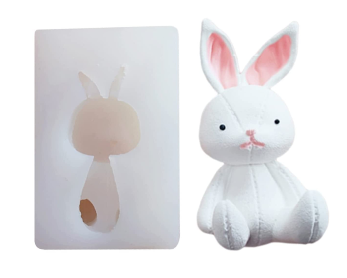 3D Rabbit Silicone Soap Mold Easter Day Bunny Shape Fondant Cake Decorating Mould, DIY Baking Moulds Bunny Cake Chocolate Mold for Easter Handmade Soap Pastry Cake Dessert Decoration
