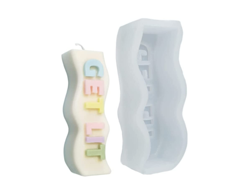 Wave Alphabet Letter Pillar Silicone Resin Mold Candles Molds, Letter Candle Chocolate Mold for Resin Pendant Plaster Carving Making Aromatherapy White Elephant Gifts (GET LIT)