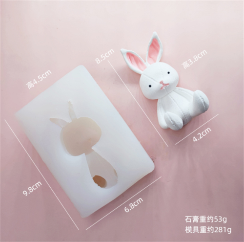 3D Rabbit Silicone Soap Mold Easter Day Bunny Shape Fondant Cake Decorating Mould, DIY Baking Moulds Bunny Cake Chocolate Mold for Easter Handmade Soap Pastry Cake Dessert Decoration