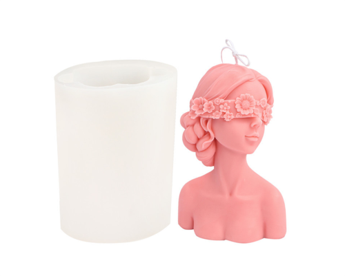 3D Body Candle Molds Silicone for Candle Making, Beautiful Blindfolded Girl for Resin Casting, Candle Making Molds Scented Candle Molds