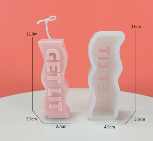 Wave Alphabet Letter Pillar Silicone Resin Mold Candles Molds, Letter Candle Chocolate Mold for Resin Pendant Plaster Carving Making Aromatherapy White Elephant Gifts (GET LIT)