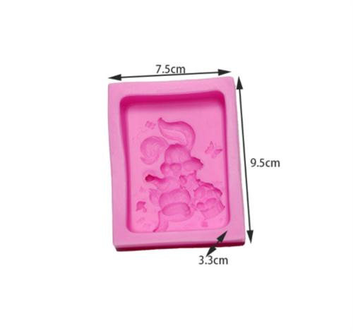 Easter Silicone Mold Bunny Egg Cake Chocolate Mold Handmade Soap Ice Tray Fondant Cake Rabbit Shape Cake Baking Mold Non-Stick Silicone Mold for Cute Cookie Baking Mould DIY Tool
