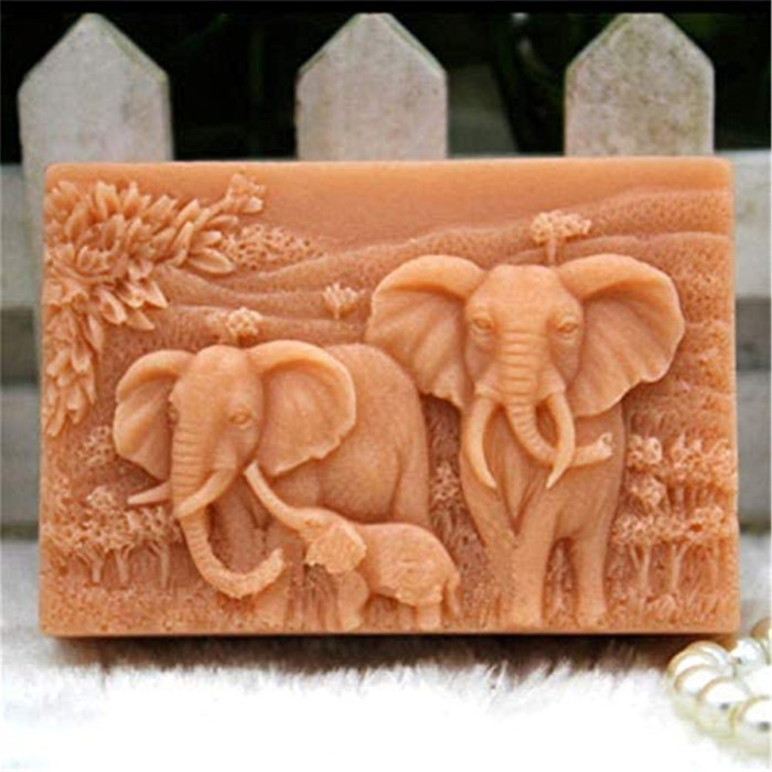 Elephant Family Soap Mold Silicone Mold Handmade Bar Art Craft DIY Soap Making Lotion Bar Mould for Baby Shower