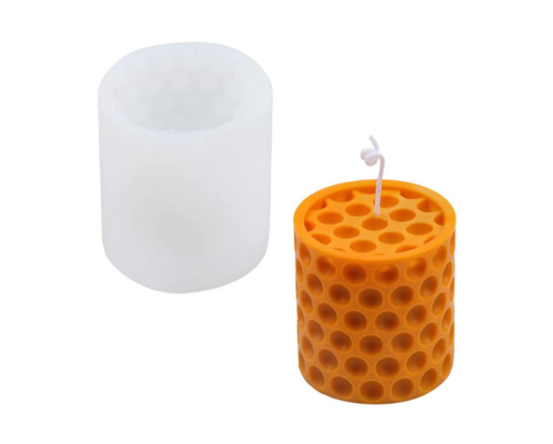 Small Silicone Candle Mold Cylindrical Concave Dot Honeycomb Shape Aromatherapy Moulds Gypsum Food Grade Liquid Silicone Molds