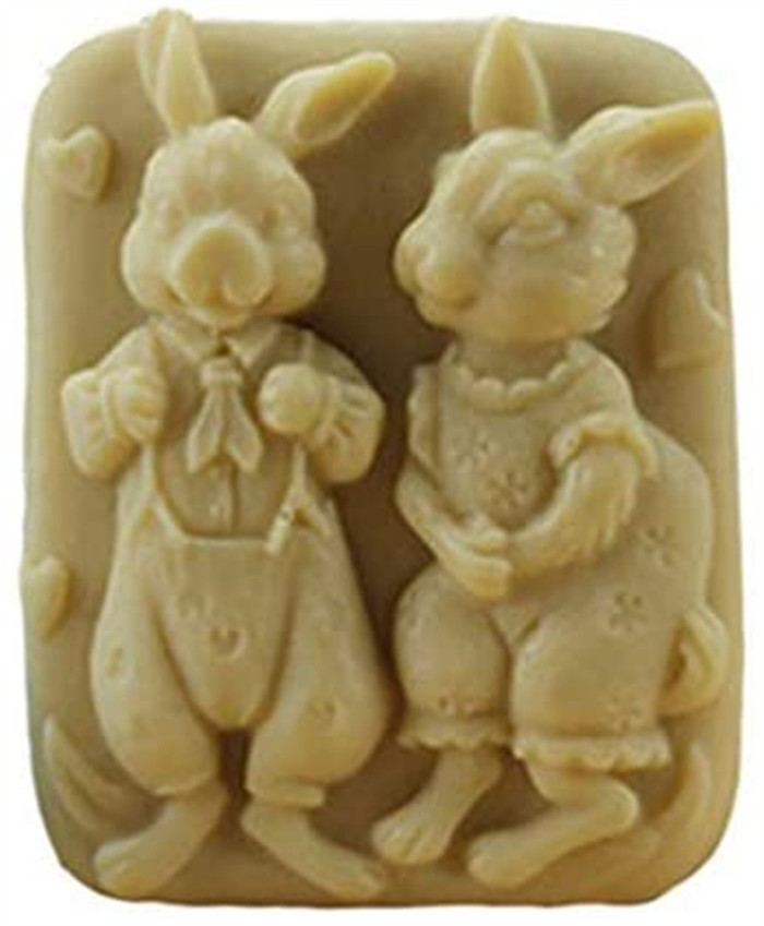 Silicone Molds Rabbit Lovers, Animals Shape Craft Art Silicone Soap Mold, Two Easter Bunnies Craft Molds DIY Handmade Soap Molds