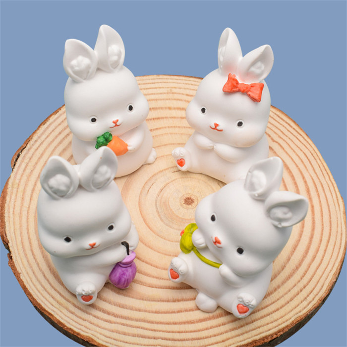 4 Pieces Cute Mini Cartoon Rabbit Molds Easter Bunny Carrot Silicone Mold for Handmade Resin Crafts DIY Soap Candle Plaster Making Desktop Decoration Ornaments Cake Baking Chocolates Mould Tool